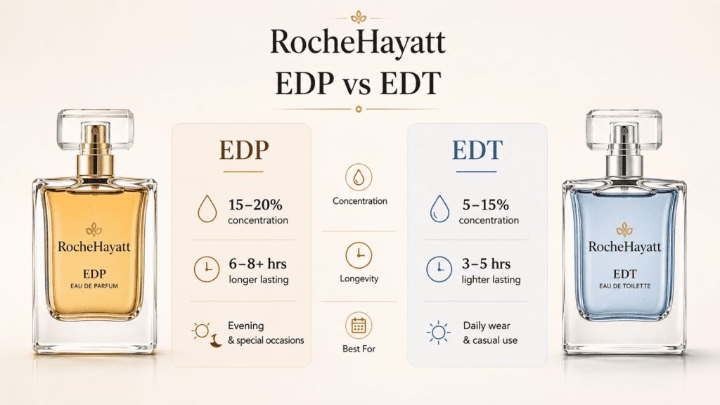 comparing EDP (Eau de Parfum) and EDT (Eau de Toilette)