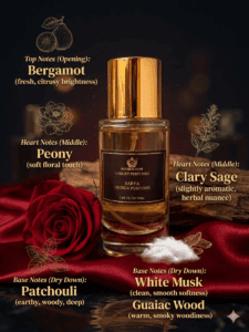 RocheHayatt Sarva Eau de Parfum inspired by Zara Patchouli displayed on a premium beige marble podium with a luxury minimalist background.